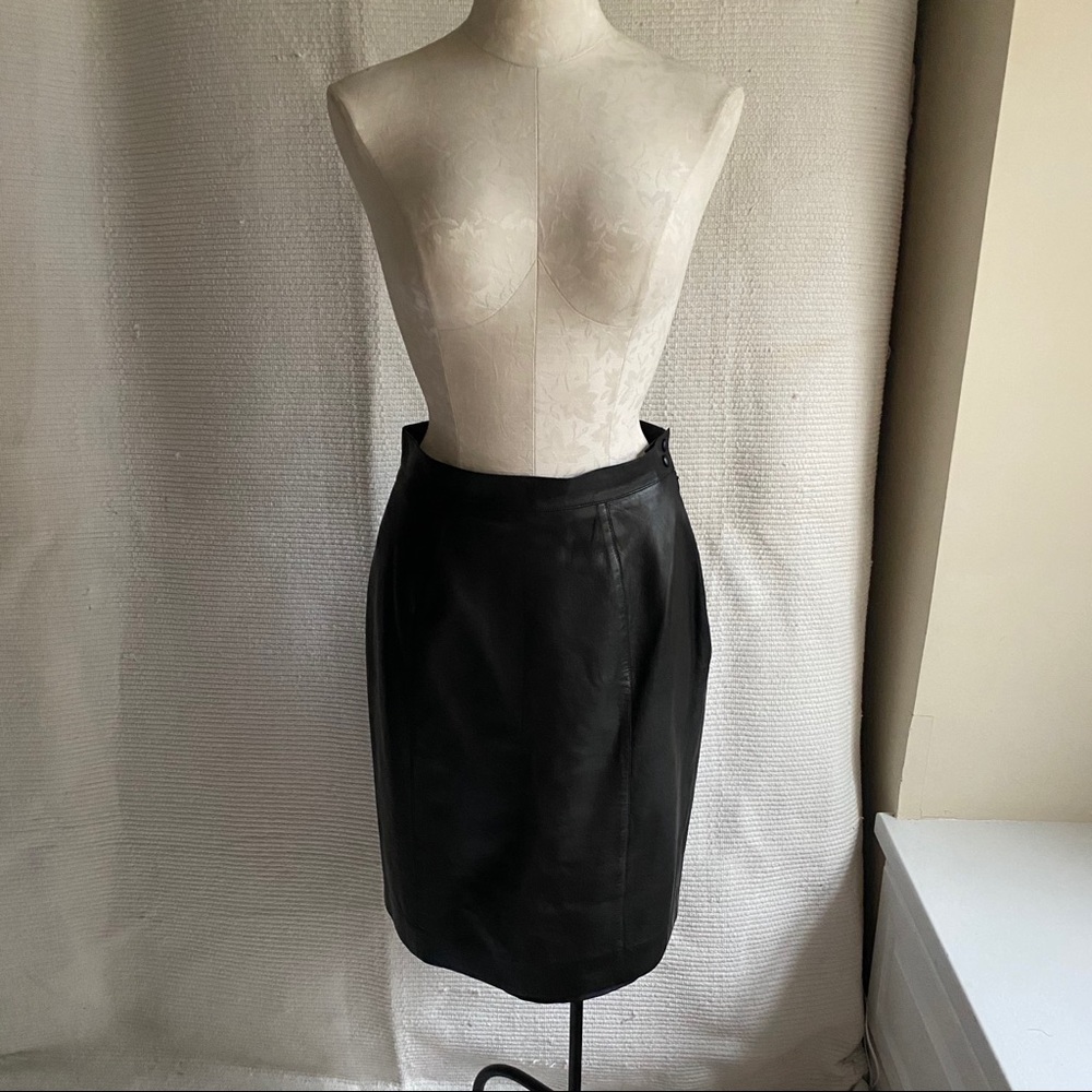 Thierry Mugler 8 Vintage 90s Leather Pencil Skirt - Picture 6 of 16